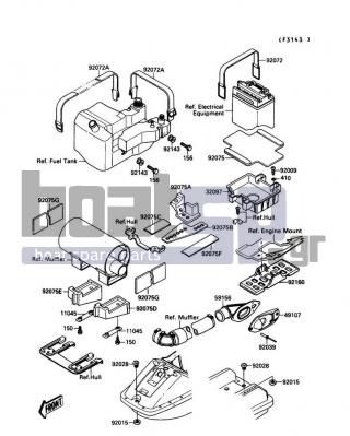 KAWASAKI - 650 SX 1990 - Frame - Hull Fittings - 92075-3763 - DAMPER