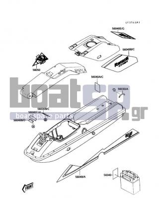 KAWASAKI - 650 SX 1990 - Frame - Labels(JS650-A4)