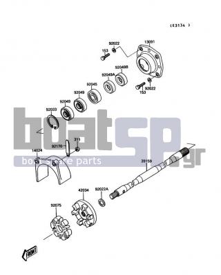 KAWASAKI - JET MATE 1990 - Engine/Transmission - Drive Shaft - 39159-3703 - SHAFT-DRIVE