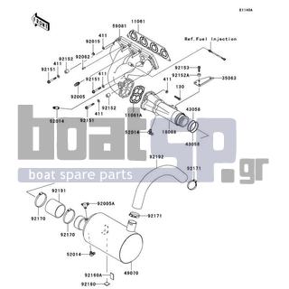 KAWASAKI - STX-15F 2010 - Εξατμίσεις - Muffler(s)(A9F/AAF) - 92160-3865 - DAMPER,40X25