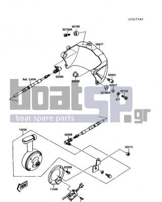 KAWASAKI - JET MATE 1990 - Body Parts - Handle Pole(Reverse)