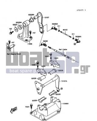 KAWASAKI - JET MATE 1990 - Body Parts - Handle Pole(Steering) - 157R0625 - BOLT-WSP,6X25