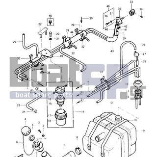 KAWASAKI - JS440 1990 - Body Parts - FUEL TANK - 11034-3007 - BRACKET,FUEL FILTER