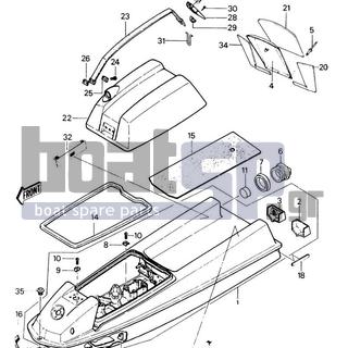 KAWASAKI - JS440 1990 - Frame - Hull/Engine Hood(JS440-A14) - 14025-3706 - COVER,DASHBOARD