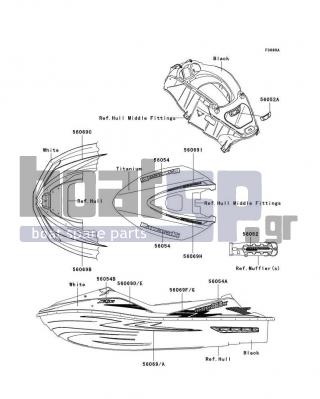 KAWASAKI - ULTRA 260LX 2010 - Body Parts - Decals(White)(FAF) - 56069-3816 - PATTERN,HULL,RH