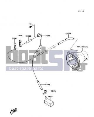 KAWASAKI - X2 1990 - Body Parts - Bilge System - 92059-3895 - TUBE,15.5X21.5X380