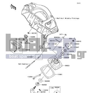 KAWASAKI - ULTRA 260LX 2010 - Body Parts - Handle Pole - 92022-3744 - WASHER,8.4X23X2.5