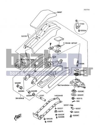 KAWASAKI - 300 SX 1989 - Body Parts - Handle Pole(JS300-A2/A3/A4) - 13183-3708 - PLATE