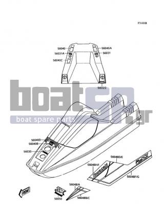 KAWASAKI - 300 SX 1989 - Frame - Labels(JS300-A3) - 56048-1611 - PATTERN,HULL,LH,RR,LWR