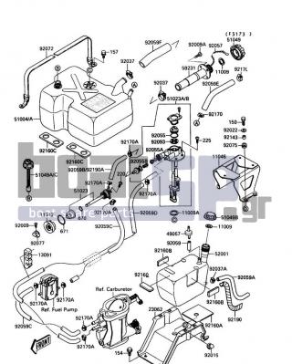 KAWASAKI - JET MATE 1989 - Body Parts - Fuel Tank - 92009-3763 - SCREW,6X20