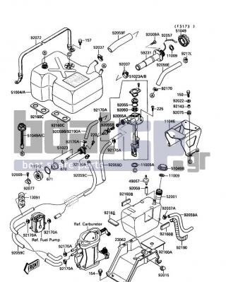 KAWASAKI - JET MATE 1989 - Body Parts - Fuel Tank - 92065-504 - GASKET