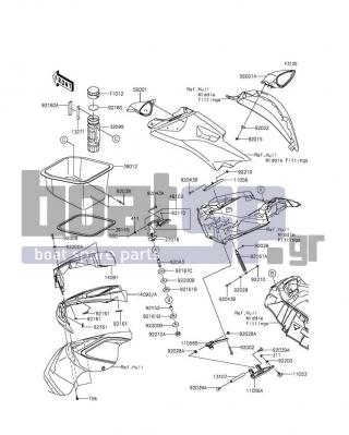 KAWASAKI - JET SKIΒ® ULTRAΒ® 310X 2016 - Frame - Hull Front Fittings - 56001-0263-6Z - MIRROR-ASSY,LH,F.BLACK