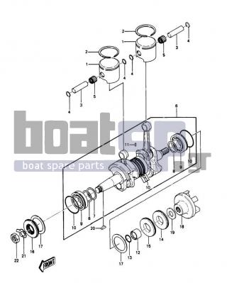 KAWASAKI - JS440 1989 - Engine/Transmission - Crankshaft/Pistons - 13029-3001 - PISTON-ENGINE L,O/S 0.50MM