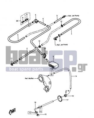 KAWASAKI - JS550 1989 - Engine/Transmission - COOLING & BILGE - 155R0825 - BOLT-WSP-SMALL,8X25