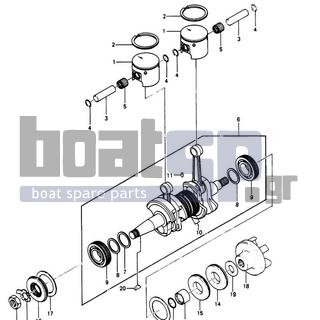 KAWASAKI - JS550 1989 - Engine/Transmission - CRANKSHAFT/PISTONS - 510A5200 - KEY-WOODRUFF