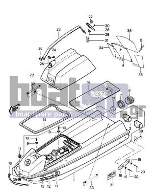 KAWASAKI - JS550 1989 - Frame - HULL/ENGINE HOOD (JS550-A8) - 27012-502 - HOOK