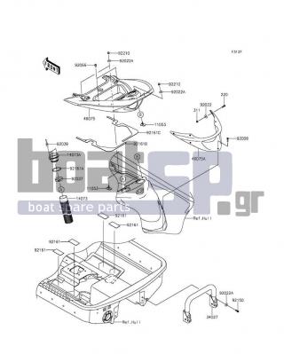 KAWASAKI - JET SKIΒ® ULTRAΒ® 310X 2016 - Frame - Hull Rear Fittings - 92039-3775 - RIVET