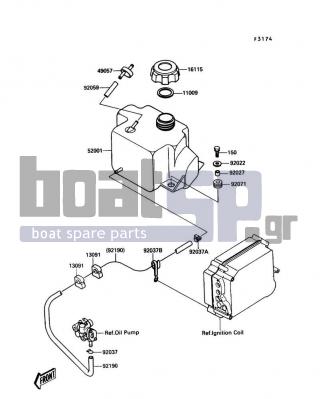 KAWASAKI - TS 1989 - Body Parts - Oil Tank - 92037-3723 - CLAMP,11MM