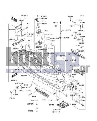 KAWASAKI - ULTRA 260X 2010 - Frame - Hull - 27012-3822-6Z - HOOK,BOW,F.BLACK