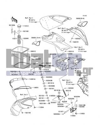 KAWASAKI - ULTRA 260X 2010 - Frame - Hull Front Fittings - 92210-3739 - NUT,SPEED,6MM