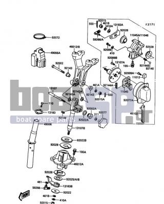 KAWASAKI - X2 1989 - Body Parts - Handle Pole - 92015-3718 - NUT,CASTLE,10MM