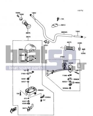 KAWASAKI - X2 1989 - Body Parts - Handlebar - 92037-3734 - CLAMP,CABLE