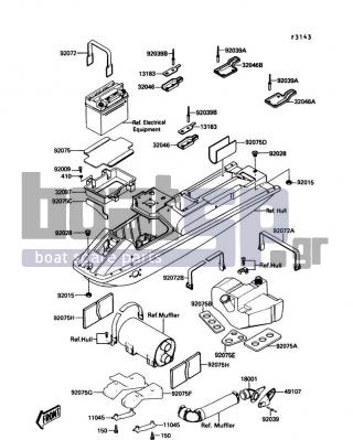 KAWASAKI - X2 1989 - Frame - Hull Fittings - 92072-3706 - BAND,BATTERY,L=366