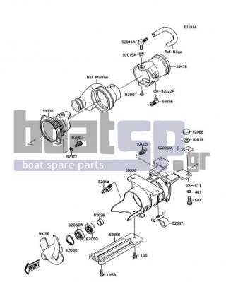 KAWASAKI - 300 SX 1988 - Frame - Jet Pump(JS300-A2/A3/A4/A5)