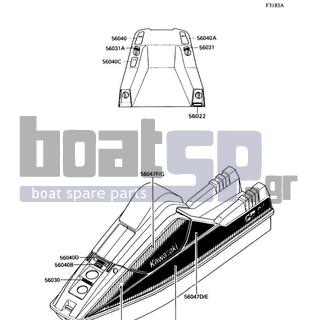 KAWASAKI - 300 SX 1988 - Frame - Labels(JS300-A2) - 56047-1860 - PATTERN,HULL,REAR,RH