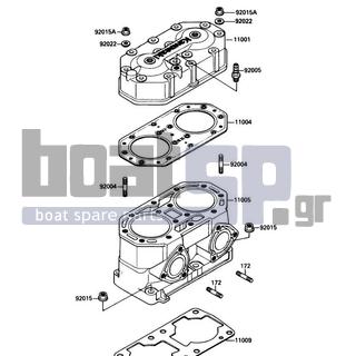 KAWASAKI - 650 SX 1988 - Engine/Transmission - Cylinder Head/Cylinder