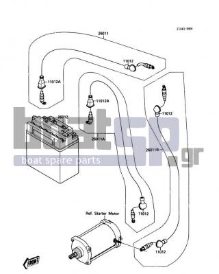 KAWASAKI - 650 SX 1988 - Electrical - Electrical Equipment - 26011-3714 - WIRE-LEAD,BATTERY(+)