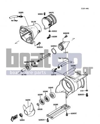 KAWASAKI - 650 SX 1988 - Πλαίσιο - Jet Pump - 92143-3708 - COLLAR,17.4X25.4X53