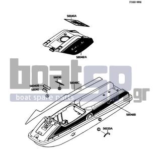 KAWASAKI - 650 SX 1988 - Frame - Labels - 56048-1059 - PATTERN,ENGINE HOOD,LH