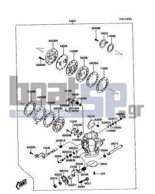 KAWASAKI - JS300 1988 - Engine/Transmission - Carburetor - 14024-3721 - COVER,CARBURETOR