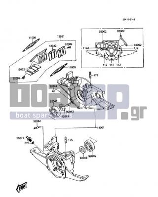 KAWASAKI - JS300 1988 - Engine/Transmission - Crankcase - 12022-1001 - VALVE-REED