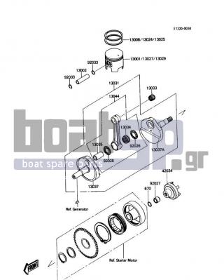 KAWASAKI - JS300 1988 - Engine/Transmission - Crankshaft/Piston(s) - 92036-015 - RING-SNAP,PISTON PIN