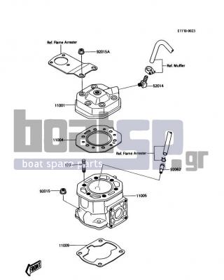 KAWASAKI - JS300 1988 - Engine/Transmission - Cylinder Head/Cylinder - 52014-3002 - ELBOW