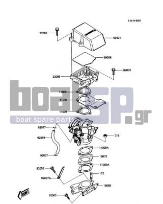 KAWASAKI - JS300 1988 - Engine/Transmission - Flame Arrester - 11045-3724 - BRACKET,CARBURETOR