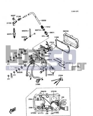 KAWASAKI - JS300 1988 - Frame - Ignition System - 92037-3736 - CLAMP,L=100