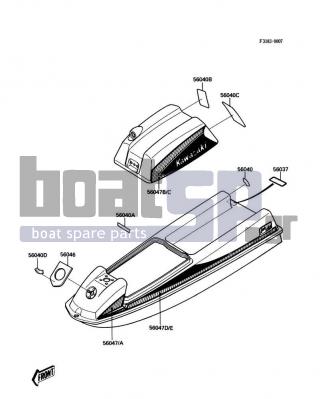 KAWASAKI - JS300 1988 - Frame - Labels - 56047-1957 - PATTERN,REAR DECK,LH