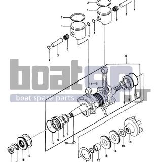 KAWASAKI - JS440 1988 - Engine/Transmission - Crankshaft/Pistons