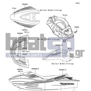 KAWASAKI - ULTRA LX 2010 - Body Parts - Decals(GAF) - 56069-3742 - PATTERN,DECK,CNT,RH