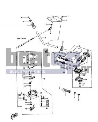 KAWASAKI - JS550 1988 - Body Parts - HANDLEBAR (JS550-A6) - 39075-3704 - LEVER-THROTTLE