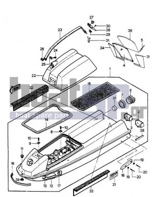 KAWASAKI - JS550 1988 - Frame - HULL/ENGINE HOOD (JS550-A6/A7)