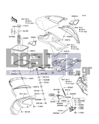 KAWASAKI - ULTRA LX 2010 - Frame - Hull Front Fittings