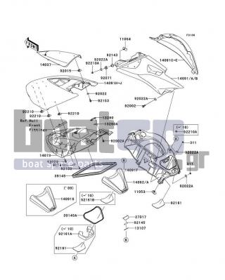 KAWASAKI - ULTRA LX 2010 - Frame - Hull Middle Fittings