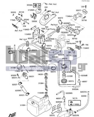 KAWASAKI - 650 SX 1987 - Body Parts - FUEL TANK - 11046-3828 - BRACKET,FUEL TAP