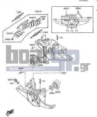 KAWASAKI - JS300 1987 - Engine/Transmission - CRANKCASE/REED VALVE - 12022-1001 - VALVE-REED