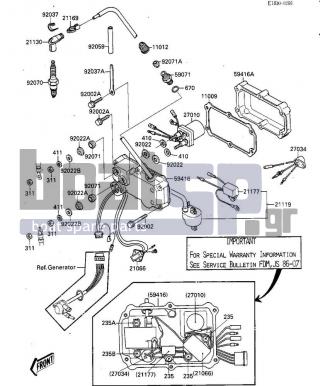 KAWASAKI - JS300 1987 - Frame - IGNITION/ELECTRIC CASE - 92070-3003 - SPARK PLUG B7ES