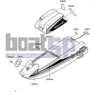 KAWASAKI - JS300 1987 - Frame - LABELS (JS300-B2) - 56040-3709 - LABEL-WARNING